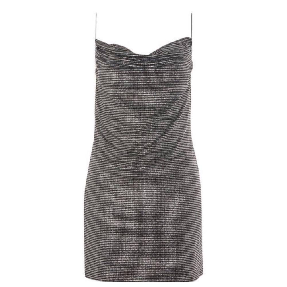 TOPSHOP COWL NECK GLITTER SLIP DRESS - Picture 5 of 6